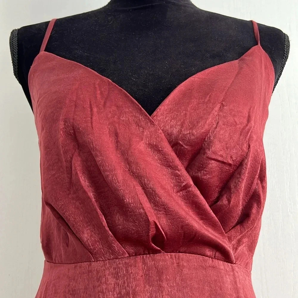 Lulu's Constantine Burgundy Satin Maxi Dress Sexy Formal Long Size S NWT - Picture 7 of 16